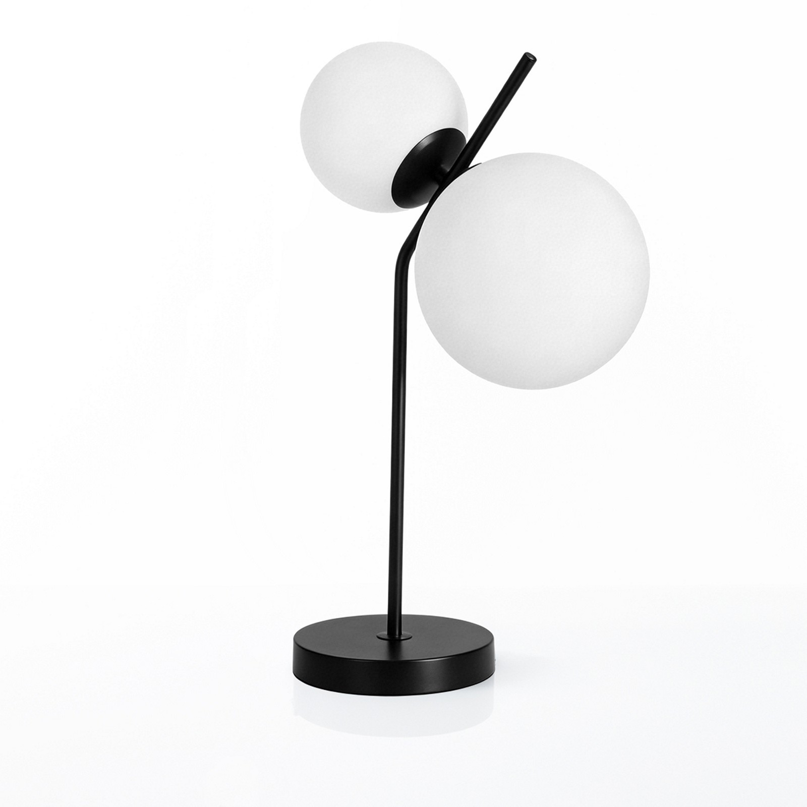 Lampada da tavolo KARLA struttura metallo Nero opaco  paralumi vetro bianco opaco cm L33 P20 H54