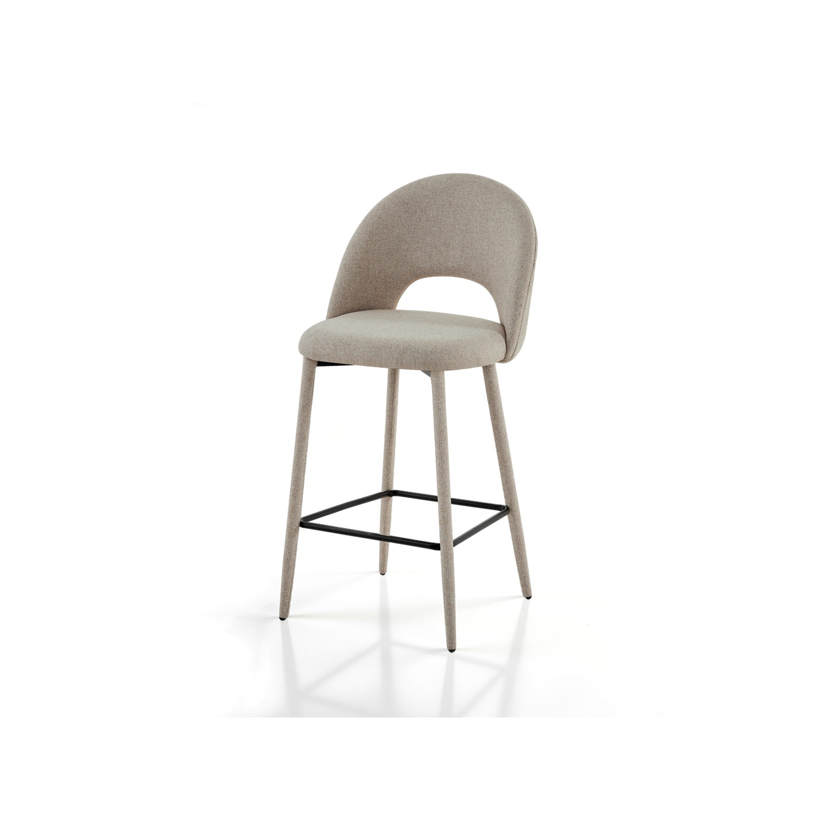 Sgabello imbottito BABI BEIGE HOME rivestito in tessuto di colore BEIGE H79 L51 P54