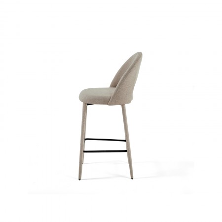 Sgabello imbottito BABI BEIGE HOME rivestito in tessuto di colore BEIGE H79 L51 P54
