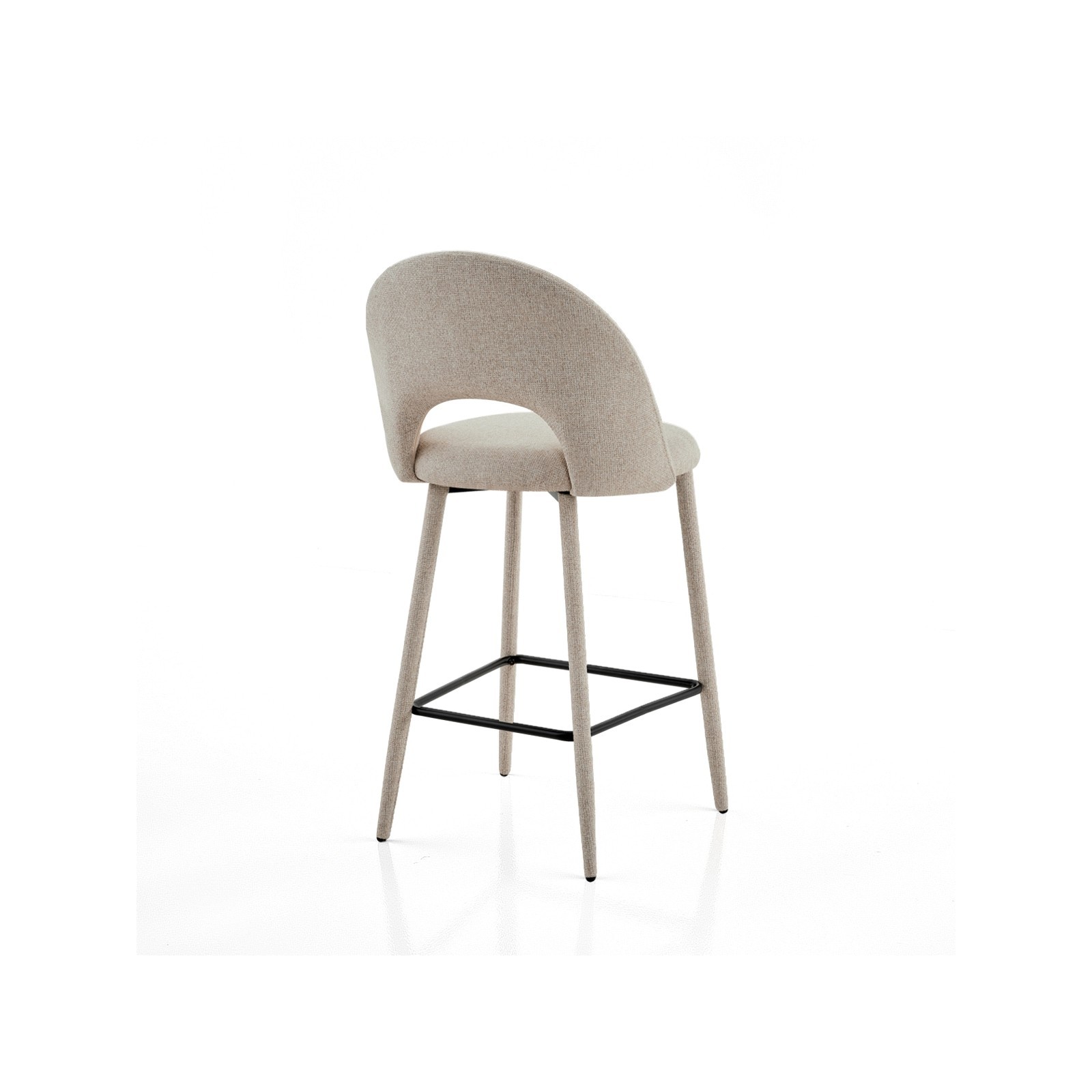 Sgabello imbottito BABI BEIGE HOME rivestito in tessuto di colore BEIGE H79 L51 P54