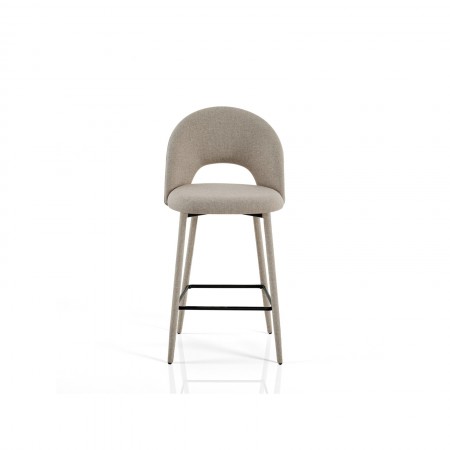 Sgabello imbottito BABI BEIGE HOME rivestito in tessuto di colore BEIGE H79 L51 P54