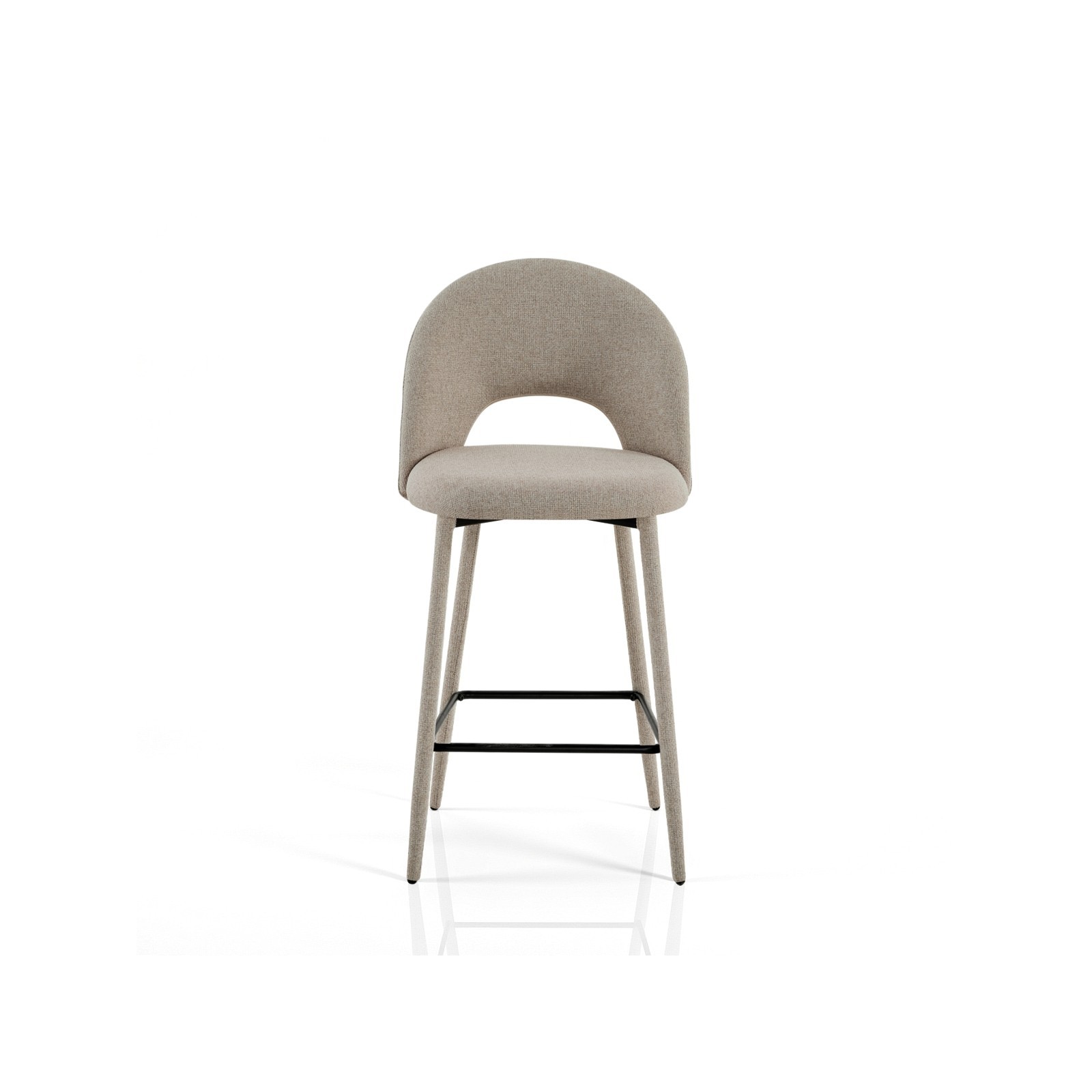 Sgabello imbottito BABI BEIGE HOME rivestito in tessuto di colore BEIGE H79 L51 P54