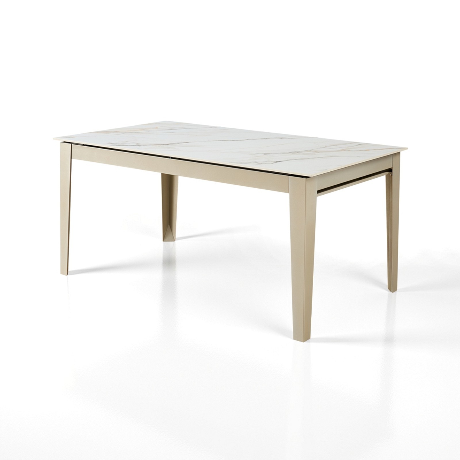 Tavolo allungabile JOEL MARMO BIANCO PLATINO basamento metallo Platino piano ceramica Marmo Onice H76 P90  L160-220-280-340-400