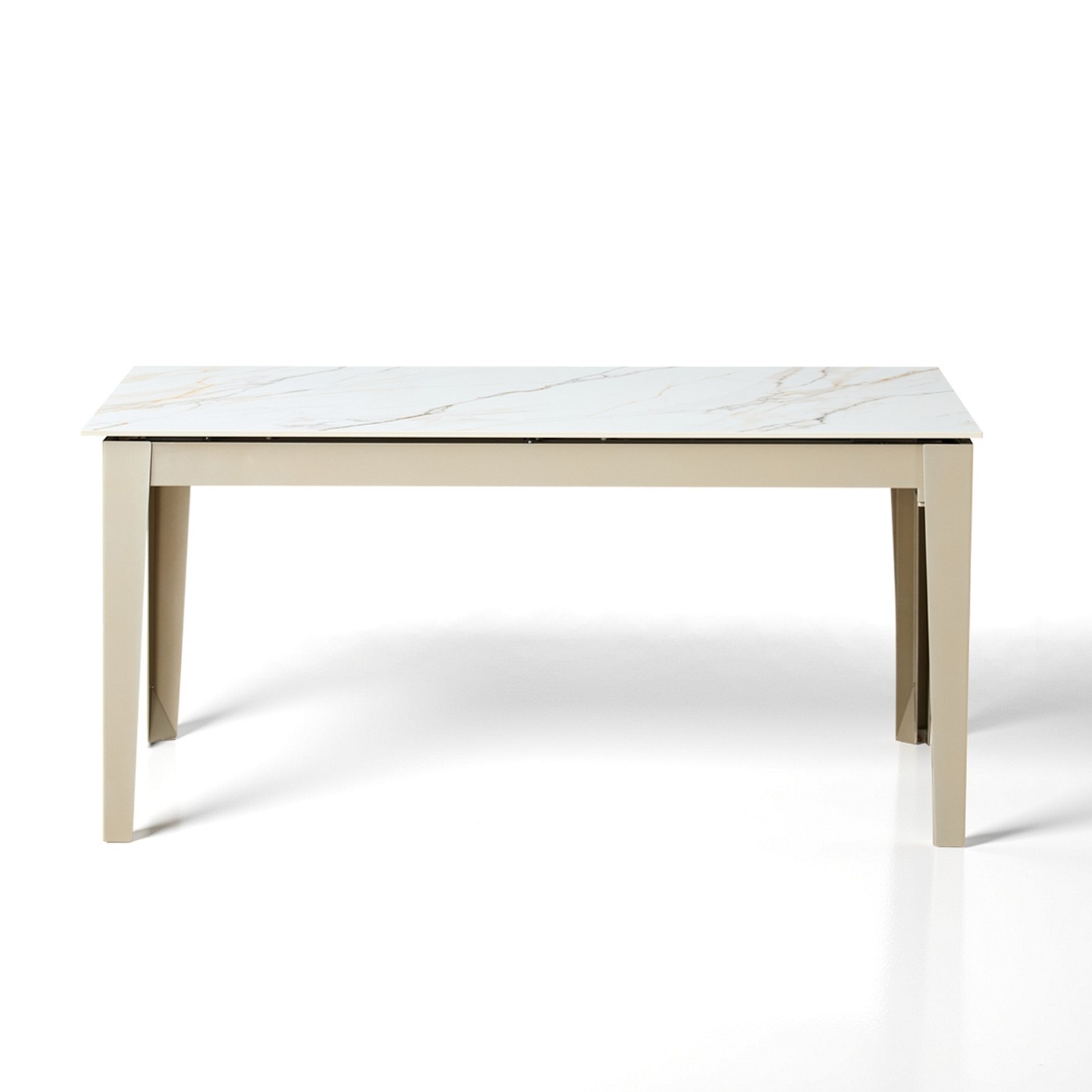Tavolo allungabile JOEL MARMO BIANCO PLATINO basamento metallo Platino piano ceramica Marmo Onice H76 P90  L160-220-280-340-400
