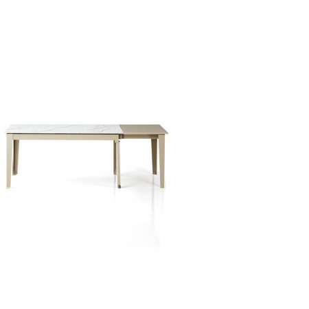 Tavolo allungabile JOEL MARMO BIANCO PLATINO basamento metallo Platino piano ceramica Marmo Onice H76 P90  L160-220-280-340-400