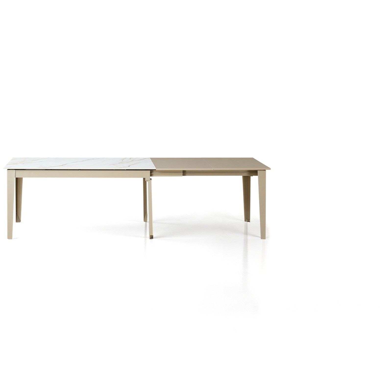 Tavolo allungabile JOEL MARMO BIANCO PLATINO basamento metallo Platino piano ceramica Marmo Onice H76 P90  L160-220-280-340-400