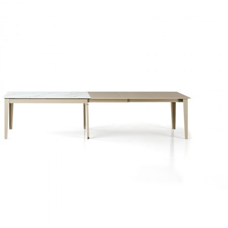 Tavolo allungabile JOEL MARMO BIANCO PLATINO basamento metallo Platino piano ceramica Marmo Onice H76 P90  L160-220-280-340-400