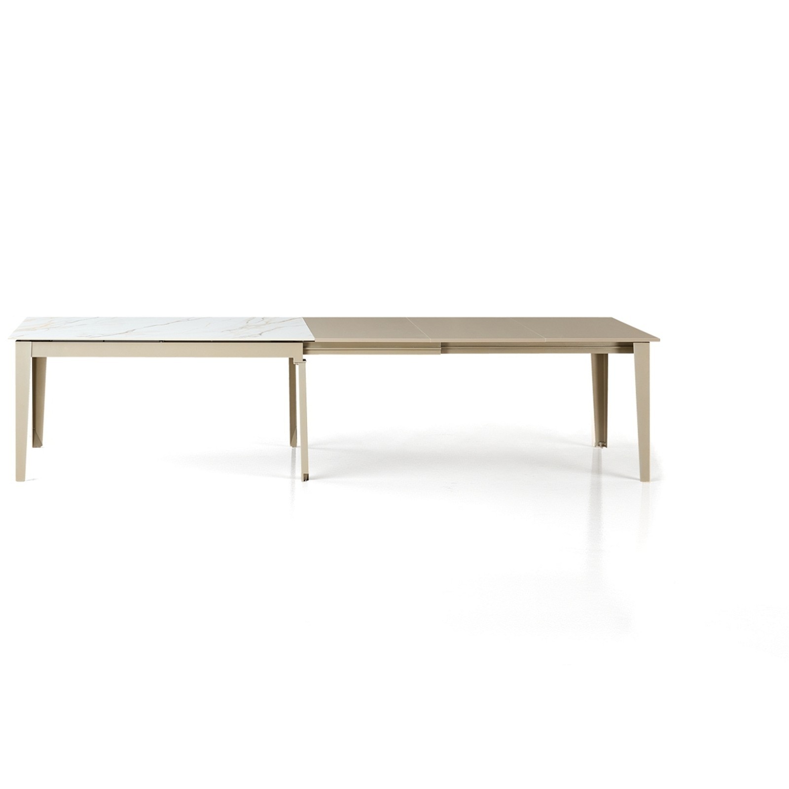 Tavolo allungabile JOEL MARMO BIANCO PLATINO basamento metallo Platino piano ceramica Marmo Onice H76 P90  L160-220-280-340-400