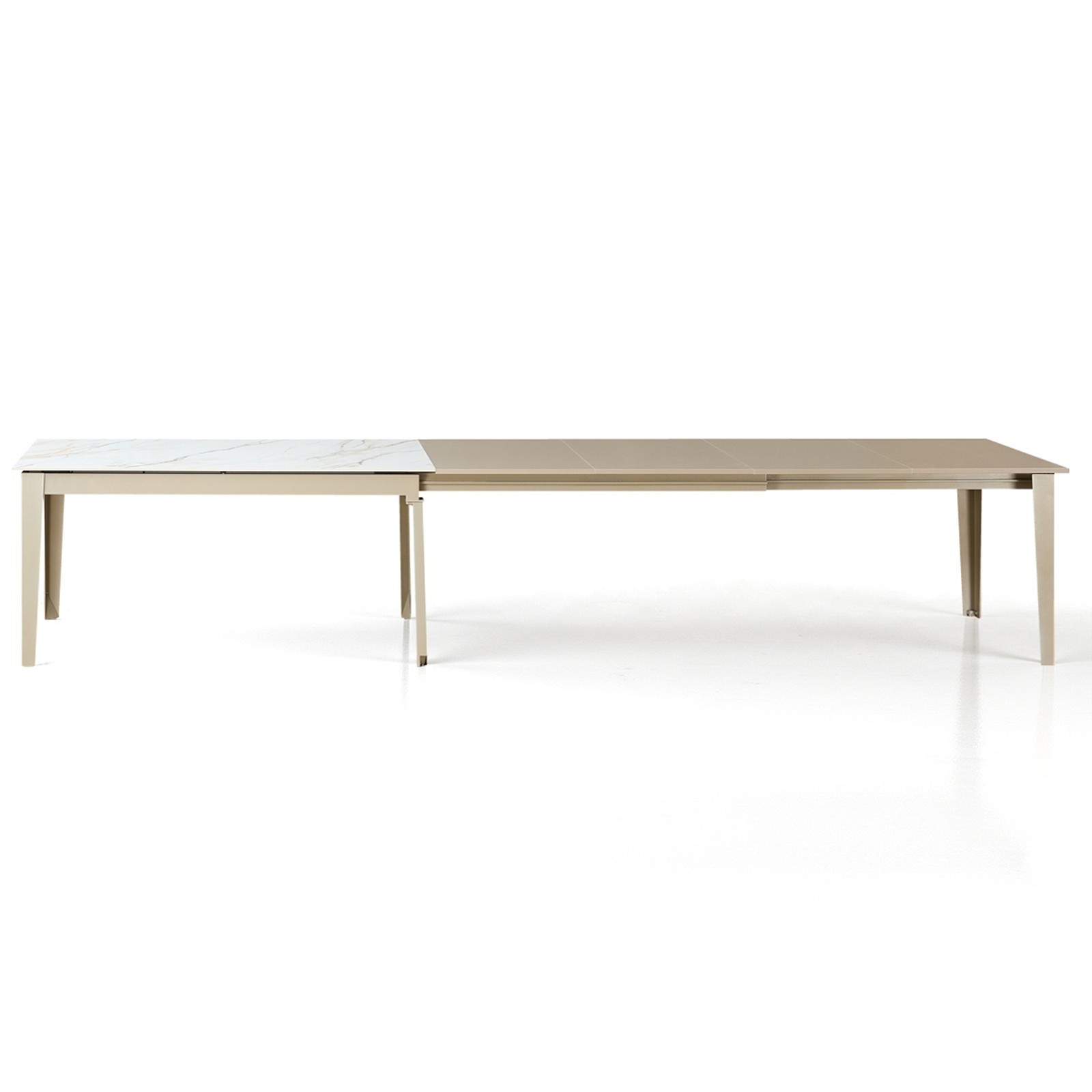 Tavolo allungabile JOEL MARMO BIANCO PLATINO basamento metallo Platino piano ceramica Marmo Onice H76 P90  L160-220-280-340-400