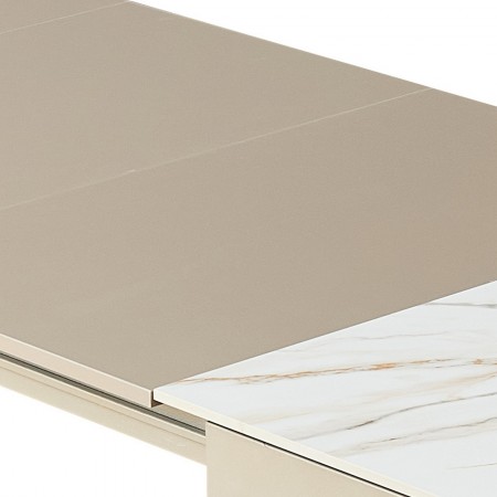 Tavolo allungabile JOEL MARMO BIANCO PLATINO basamento metallo Platino piano ceramica Marmo Onice H76 P90  L160-220-280-340-400