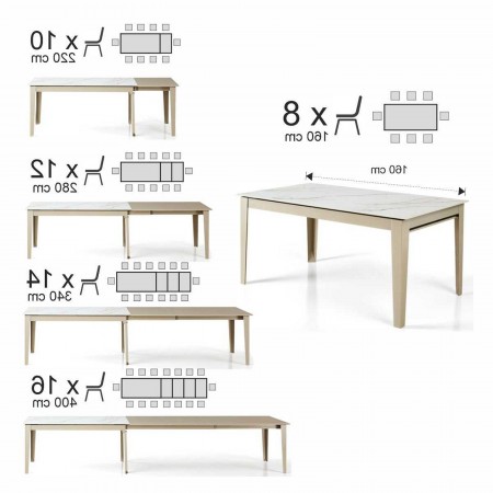 Tavolo allungabile JOEL MARMO BIANCO PLATINO basamento metallo Platino piano ceramica Marmo Onice H76 P90  L160-220-280-340-400