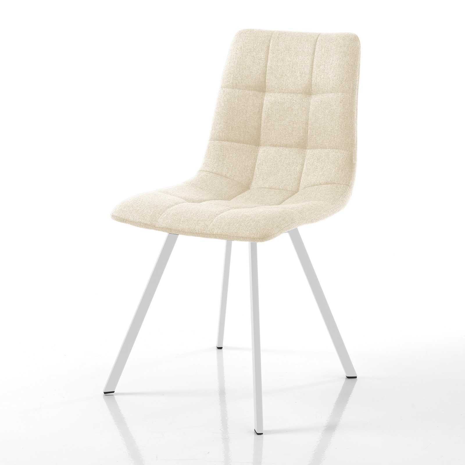 Sedia imbottita NEW UNITY BEIGE WHITE EASY CLEAN tessuto Beige facile pulizia gambe metallo Bianco opaco L46 P56 H85 cm