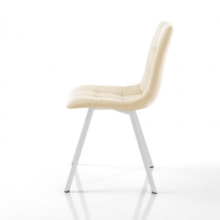 Sedia imbottita NEW UNITY BEIGE WHITE EASY CLEAN tessuto Beige facile pulizia gambe metallo Bianco opaco L46 P56 H85 cm