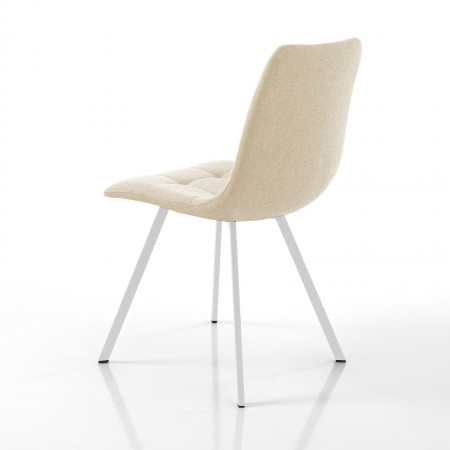 Sedia imbottita NEW UNITY BEIGE WHITE EASY CLEAN tessuto Beige facile pulizia gambe metallo Bianco opaco L46 P56 H85 cm