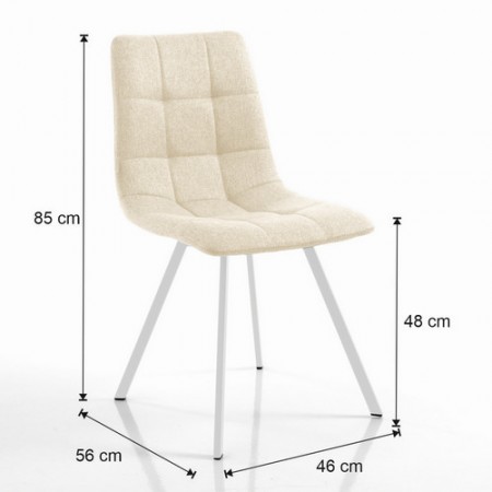 Sedia imbottita NEW UNITY BEIGE WHITE EASY CLEAN tessuto Beige facile pulizia gambe metallo Bianco opaco L46 P56 H85 cm
