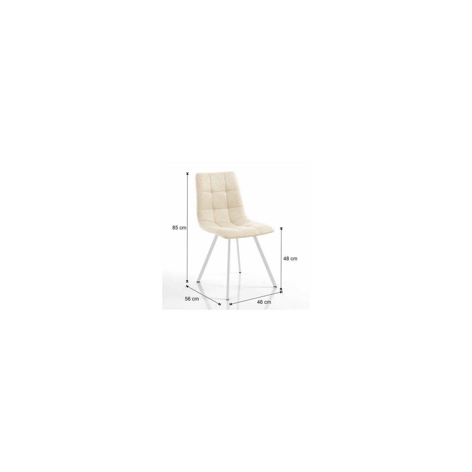 Sedia imbottita NEW UNITY BEIGE WHITE EASY CLEAN tessuto Beige facile pulizia gambe metallo Bianco opaco L46 P56 H85 cm