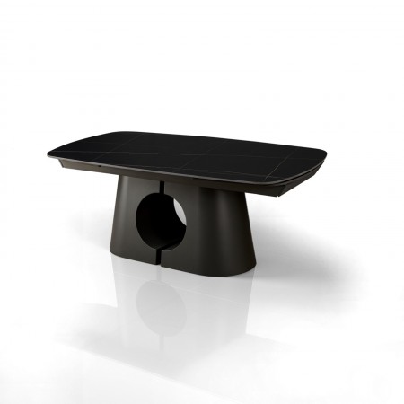 Tavolo allungabile JOJY MARMO NERO  basamento metallo Grigio piano ceramica finitura marmo Nero cm H75 P100 L.200-250-300