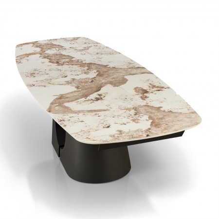 Tavolo allungabile JOJY MARMO ONICE basamento metallo Grigio piano ceramica finitura marmo Onice cm H75 P100 L.200-250-300