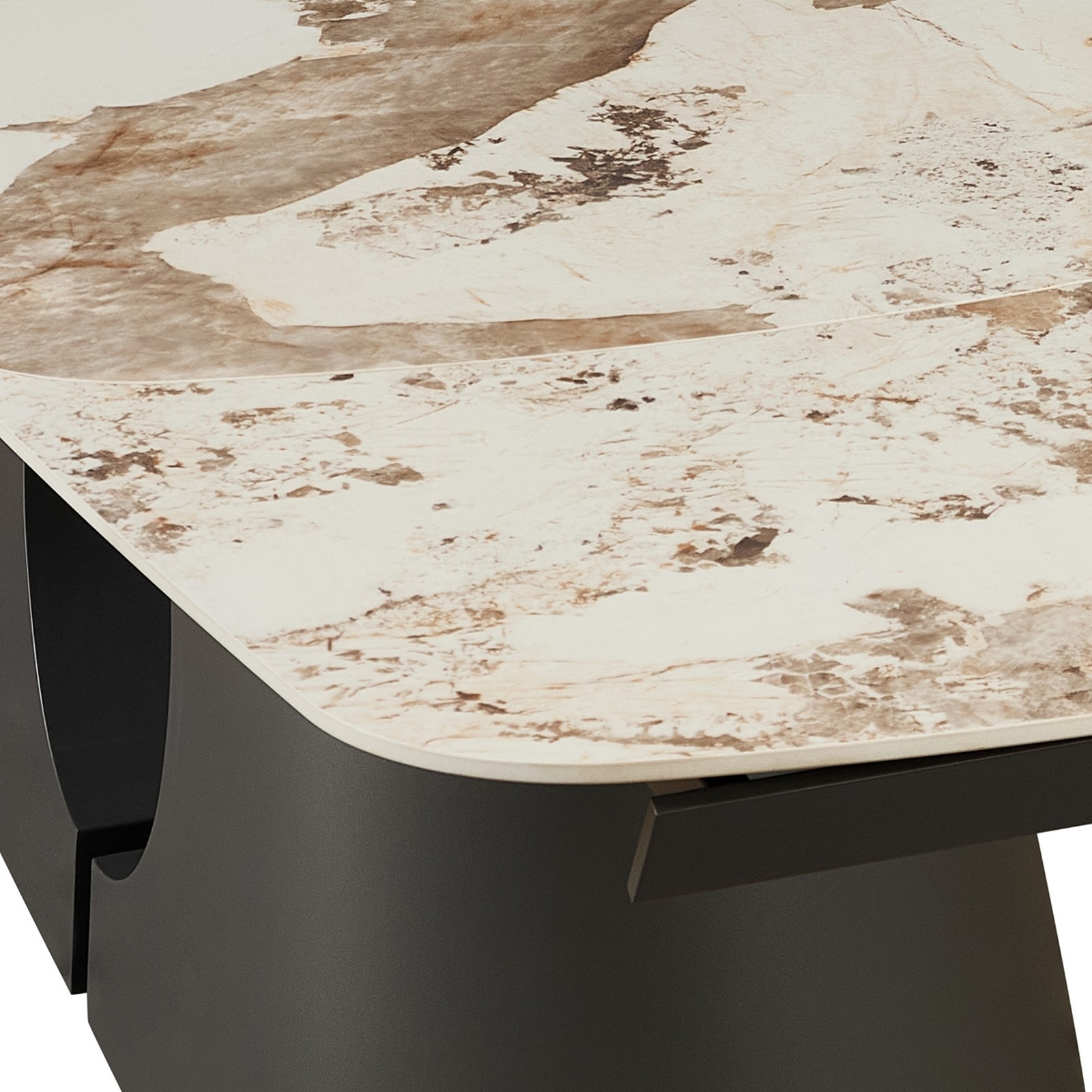 Tavolo allungabile JOJY MARMO ONICE basamento metallo Grigio piano ceramica finitura marmo Onice cm H75 P100 L.200-250-300