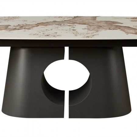 Tavolo allungabile JOJY MARMO ONICE basamento metallo Grigio piano ceramica finitura marmo Onice cm H75 P100 L.200-250-300