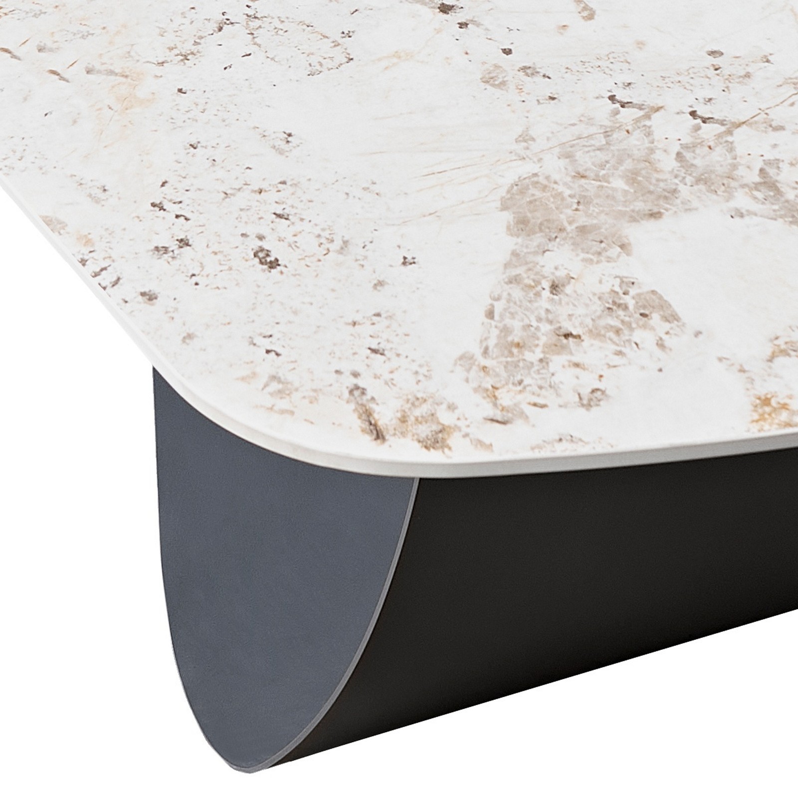 Tavolo fisso HANGGAN MARMO ONICE basamento metallo Grigio opaco piano ceramica finitura marmo Onice lucido cm H75 P110 L240