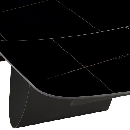 Tavolo allungabile HANGGAN MARMO NERO basamento metallo Grigio piano ceramica finitura marmo Nero opaco H75 P100 L200-250-300