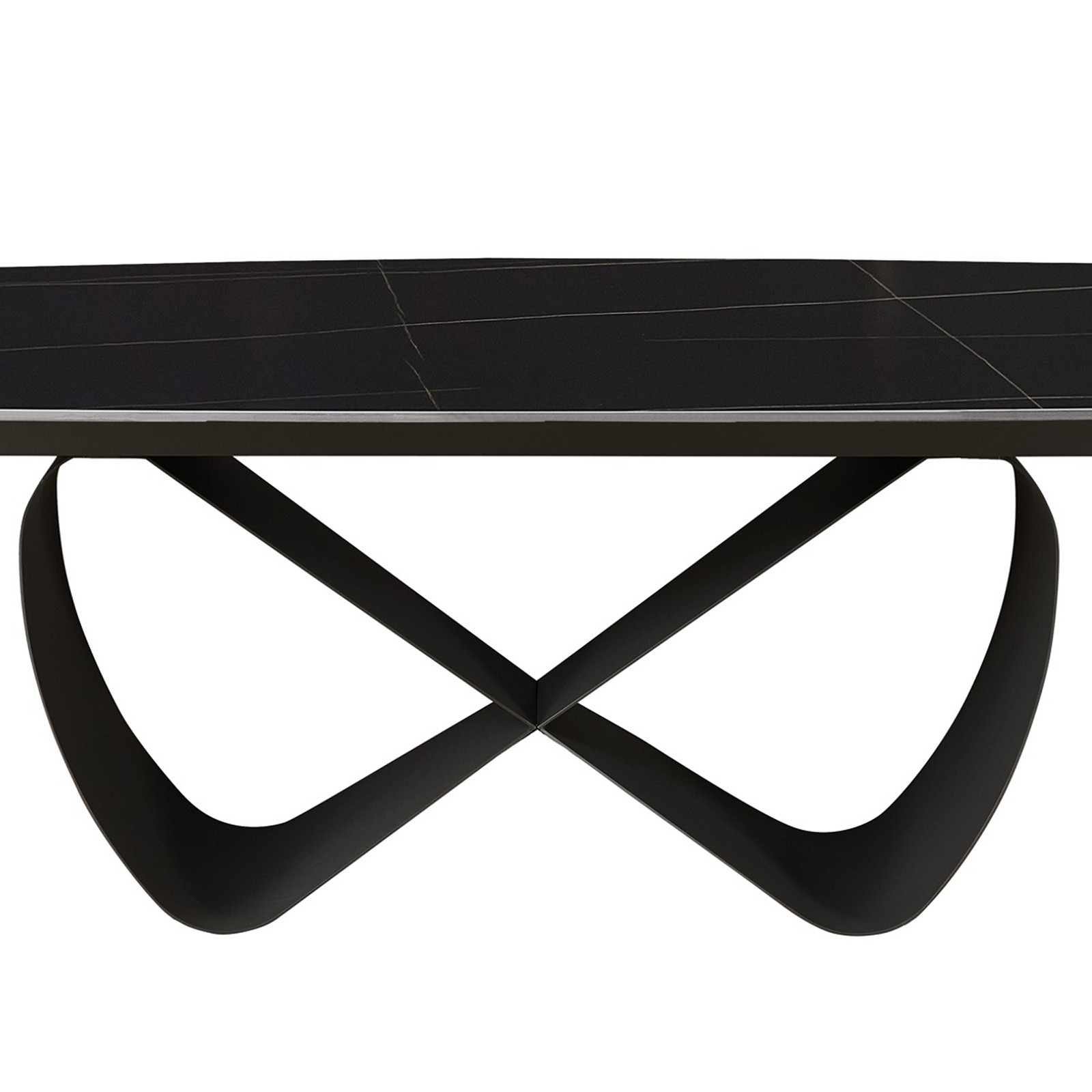Tavolo allungabile HANGGAN MARMO NERO basamento metallo Grigio piano ceramica finitura marmo Nero opaco H75 P100 L200-250-300