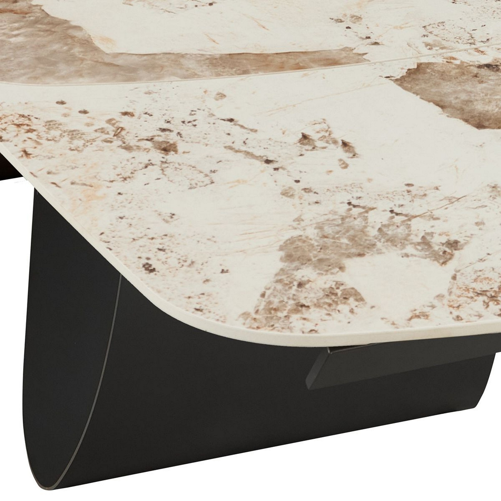 Tavolo allungabile HANGGAN MARMO ONICE basamento metallo Grigio piano  in ceramica finitura marmo Onice H75 P100 L200-250-300
