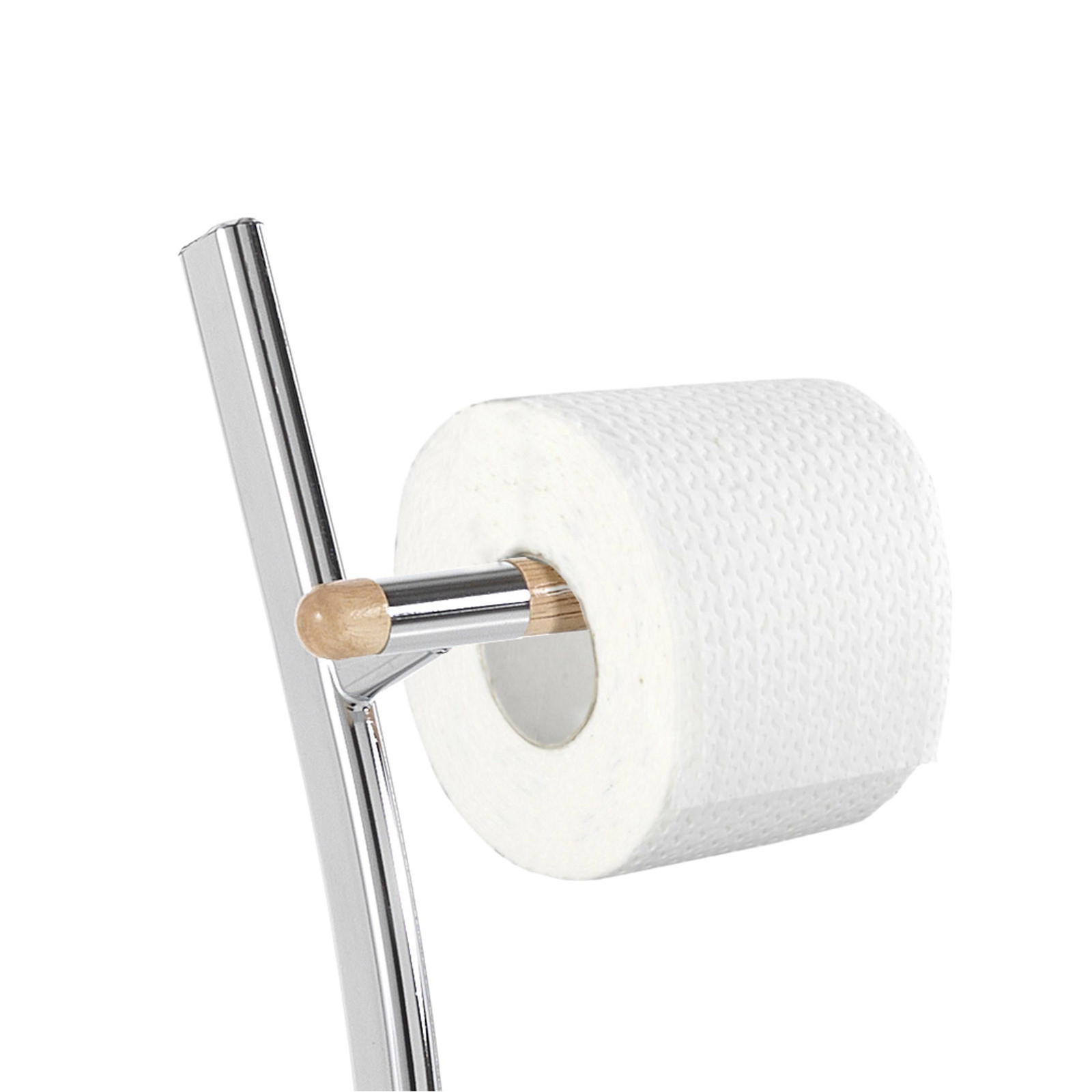Colonna Porta Spazzolone e Carta Igienica Mara in Acciaio cromato, 20x20xh73 cm