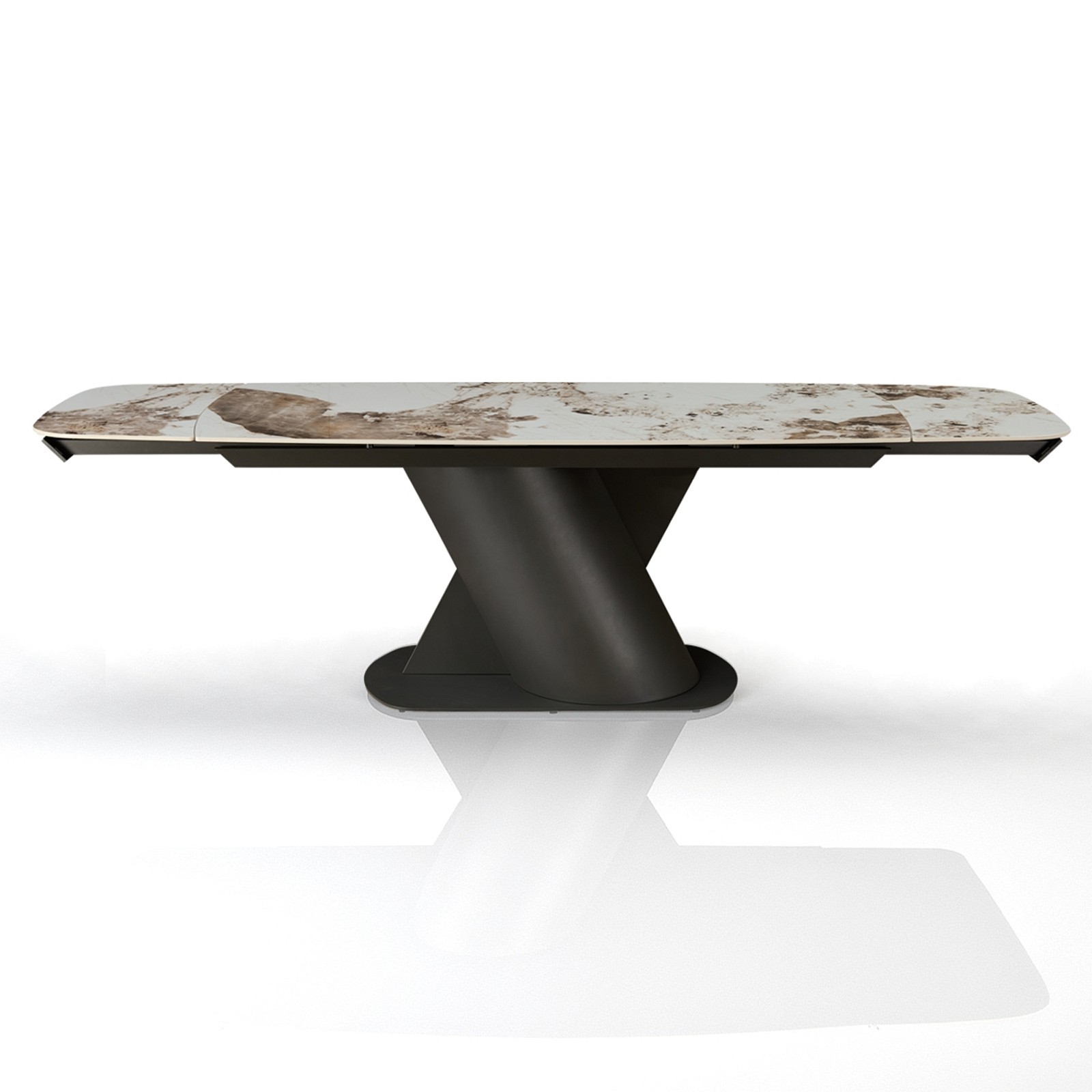 Tavolo allungabile PIN MARMO ONICE - GRIGIO basamento metallo Grigio piano ceramica finitura Marmo Onice H75 P90 L180-220-260