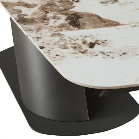 Tavolo allungabile PIN MARMO ONICE - GRIGIO basamento metallo Grigio piano ceramica finitura Marmo Onice H75 P90 L180-220-260