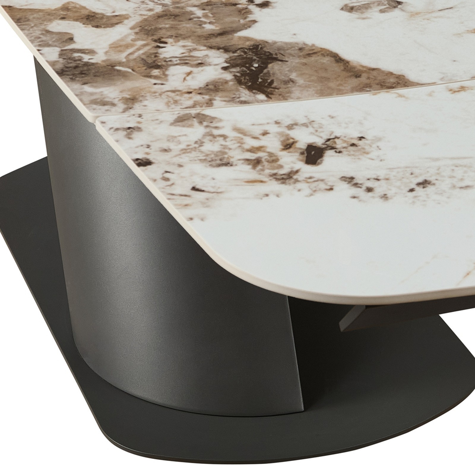 Tavolo allungabile PIN MARMO ONICE - GRIGIO basamento metallo Grigio piano ceramica finitura Marmo Onice H75 P90 L180-220-260