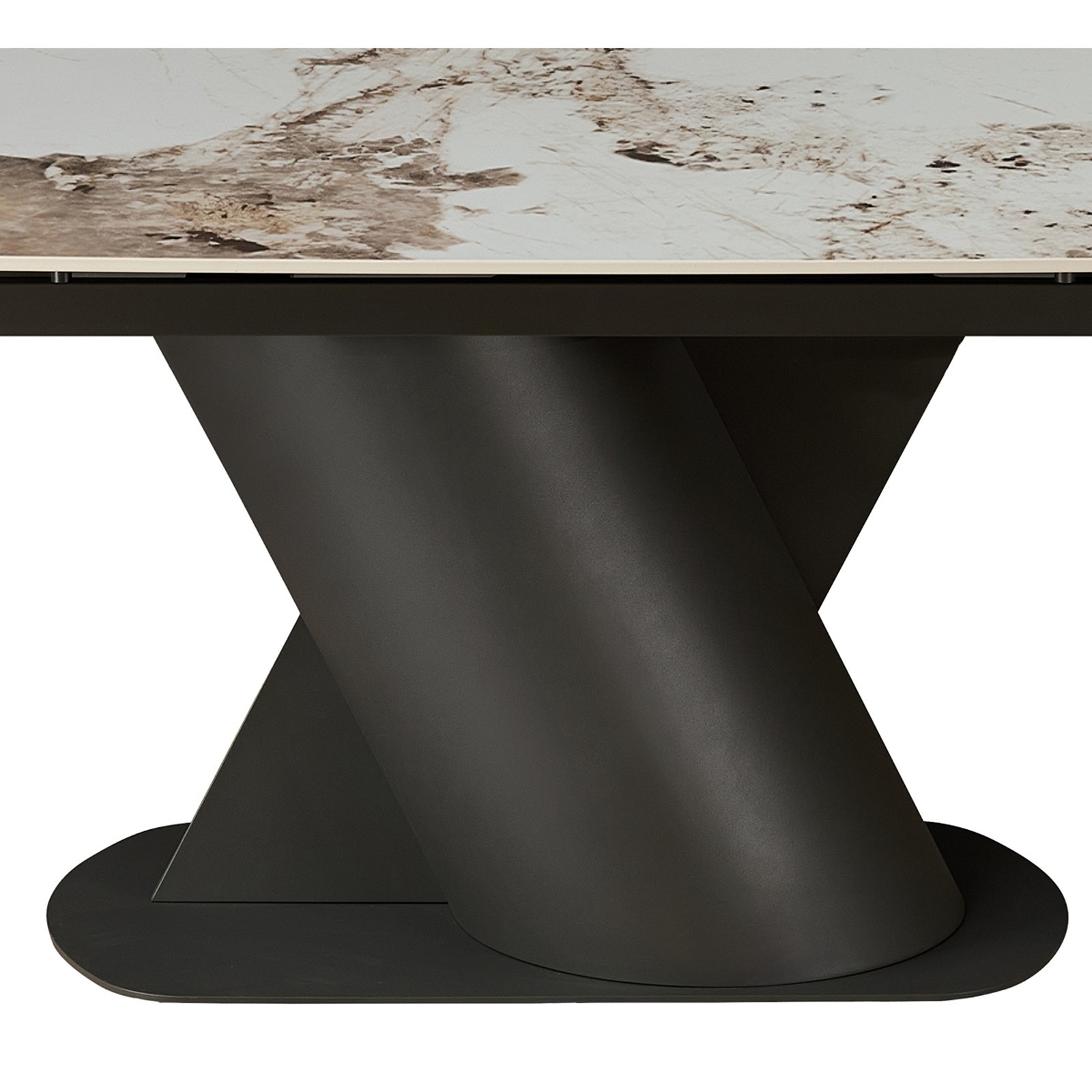 Tavolo allungabile PIN MARMO ONICE - GRIGIO basamento metallo Grigio piano ceramica finitura Marmo Onice H75 P90 L180-220-260