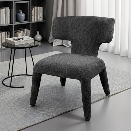 Poltrona ILARY ANTRACITE completamente rivestita tessuto Antracite cm H80 L67 P75