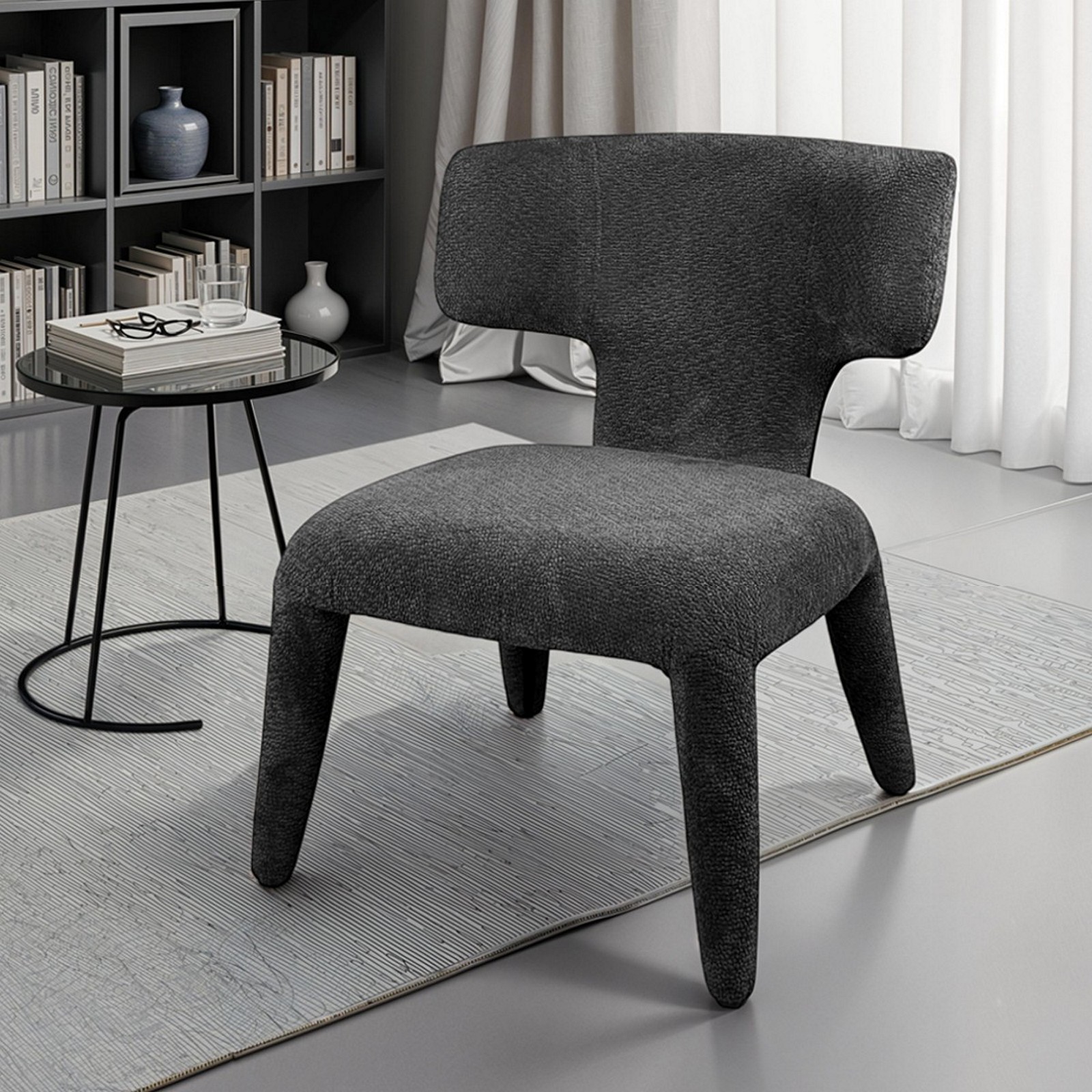 Poltrona ILARY ANTRACITE completamente rivestita tessuto Antracite cm H80 L67 P75
