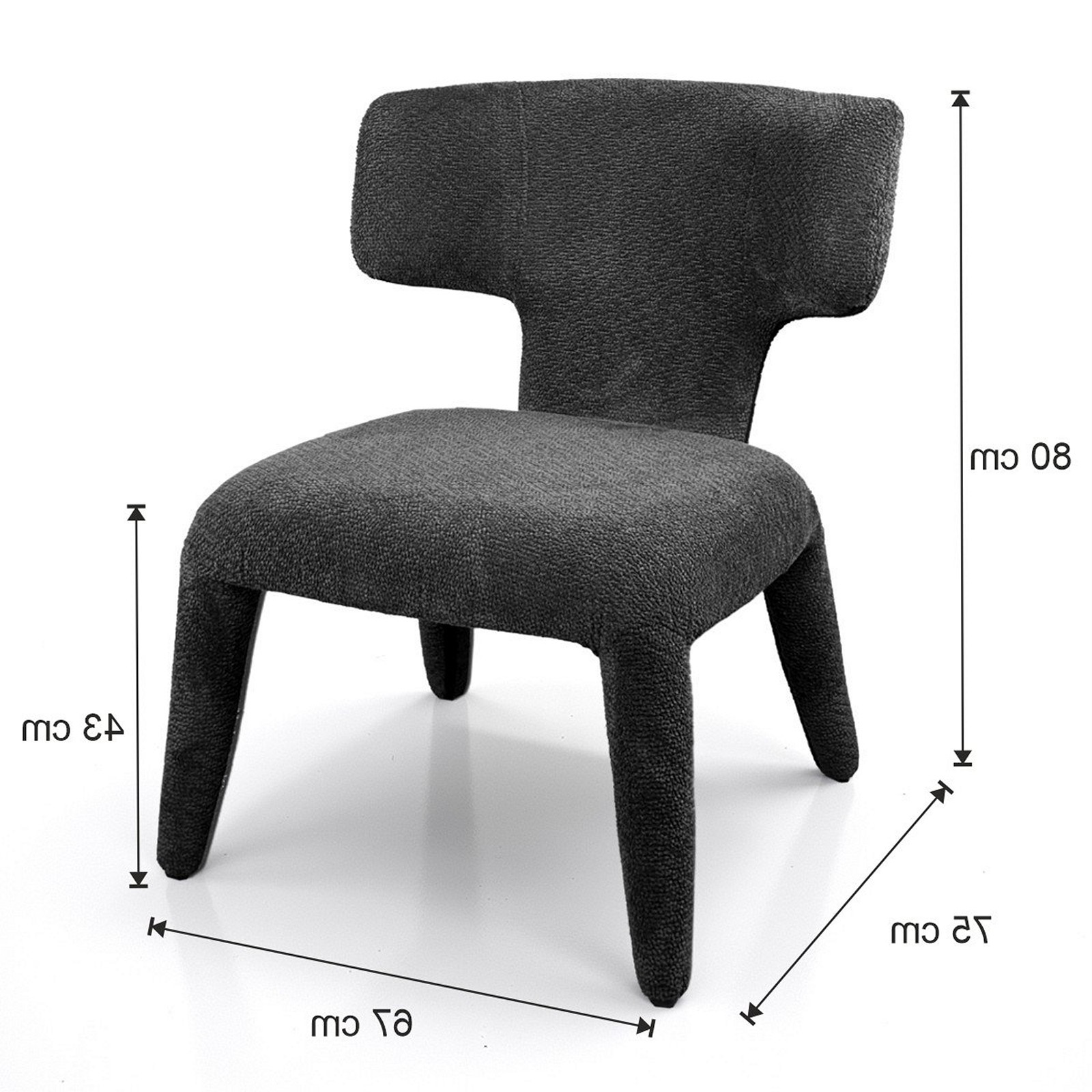 Poltrona ILARY ANTRACITE completamente rivestita tessuto Antracite cm H80 L67 P75