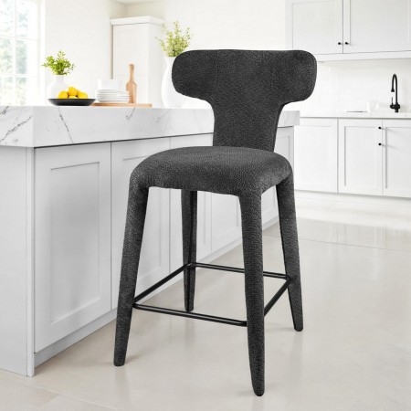 Sgabello ILARY ANTRACITE HOME completamente rivestito tessuto Antracite cm H94 L48 P55