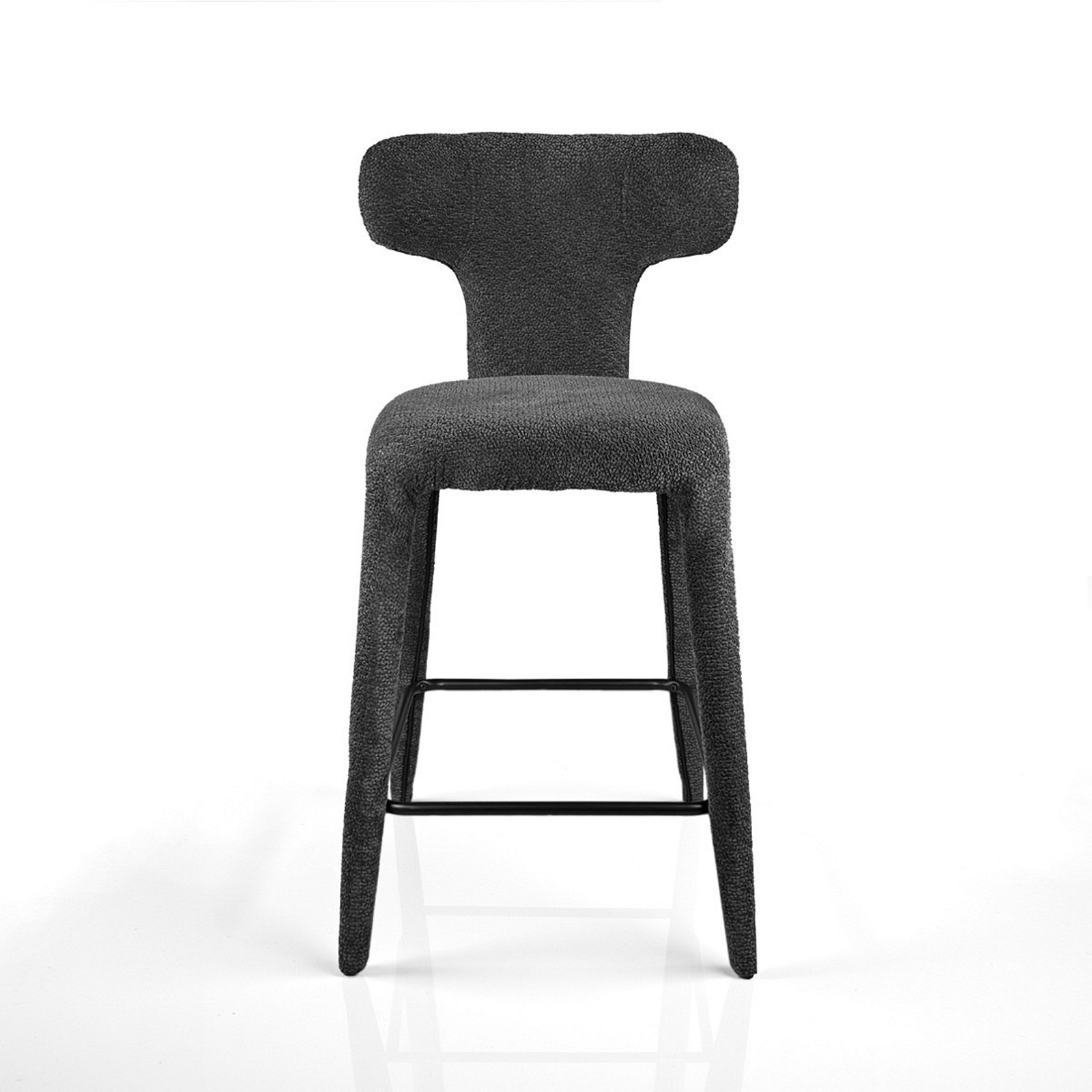 Sgabello ILARY ANTRACITE HOME completamente rivestito tessuto Antracite cm H94 L48 P55