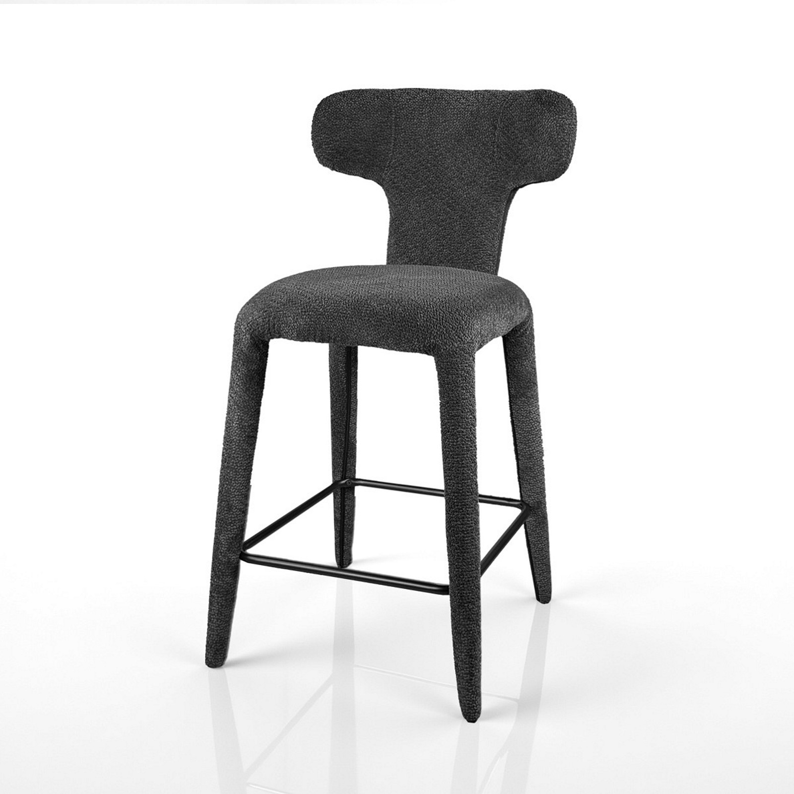 Sgabello ILARY ANTRACITE HOME completamente rivestito tessuto Antracite cm H94 L48 P55