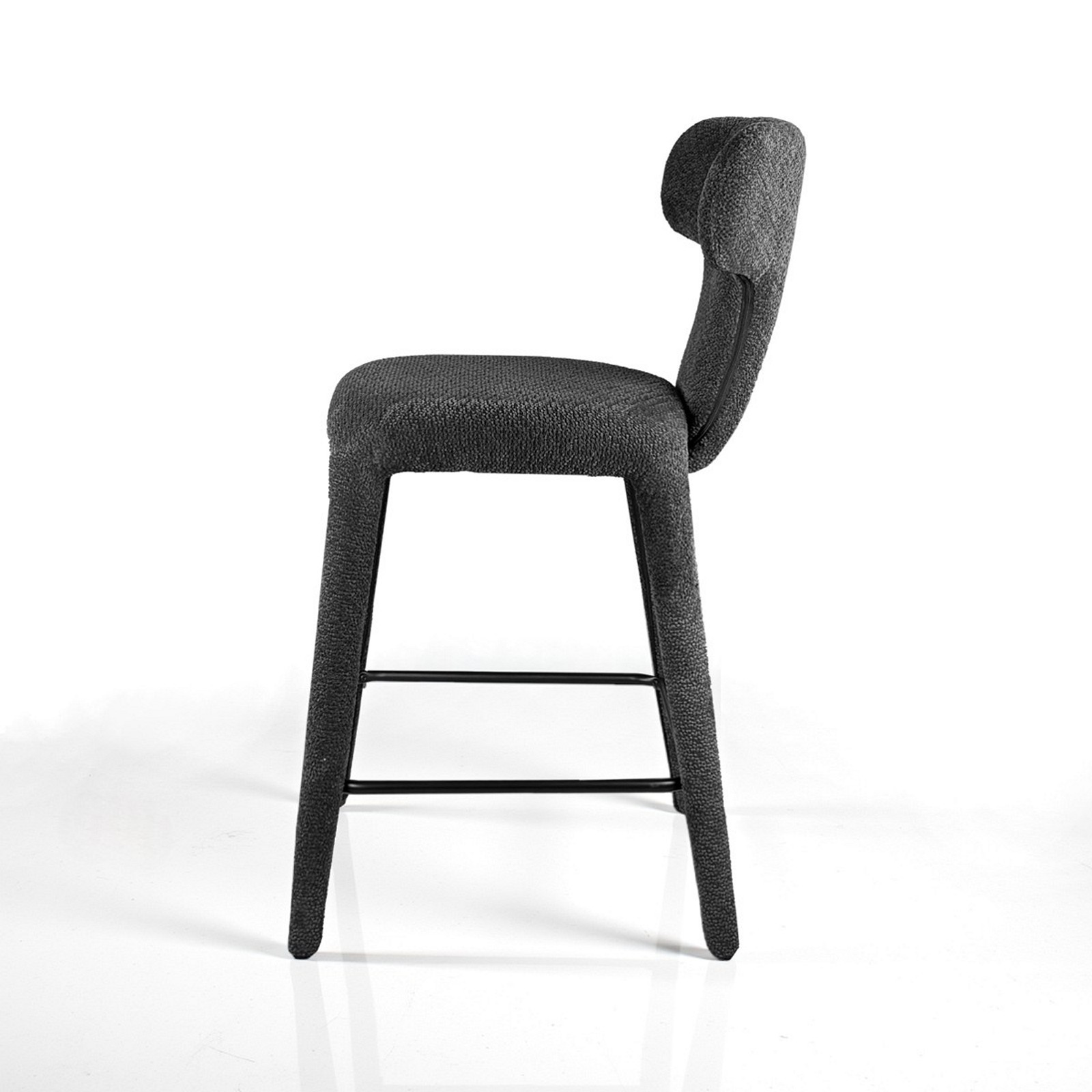 Sgabello ILARY ANTRACITE HOME completamente rivestito tessuto Antracite cm H94 L48 P55