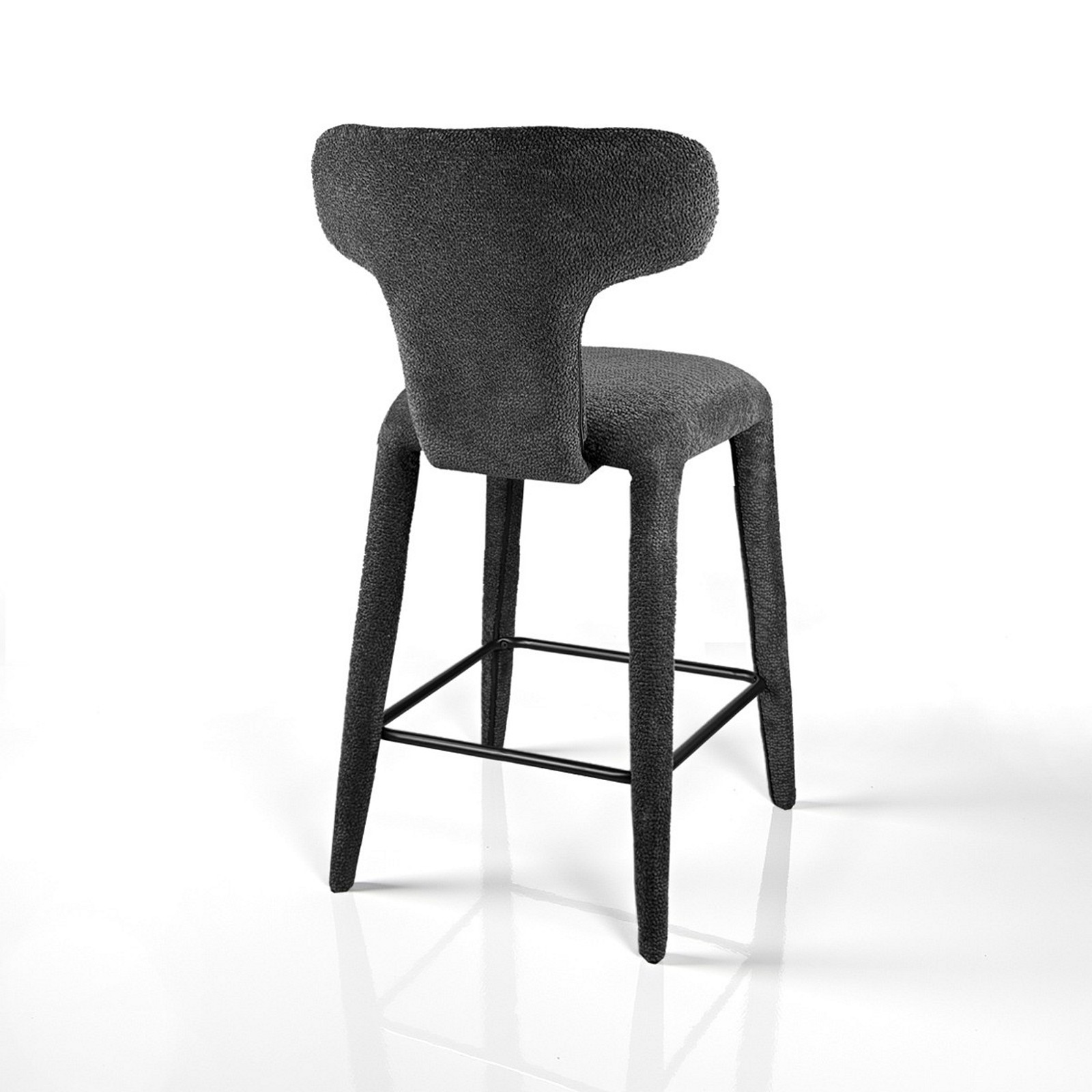 Sgabello ILARY ANTRACITE HOME completamente rivestito tessuto Antracite cm H94 L48 P55