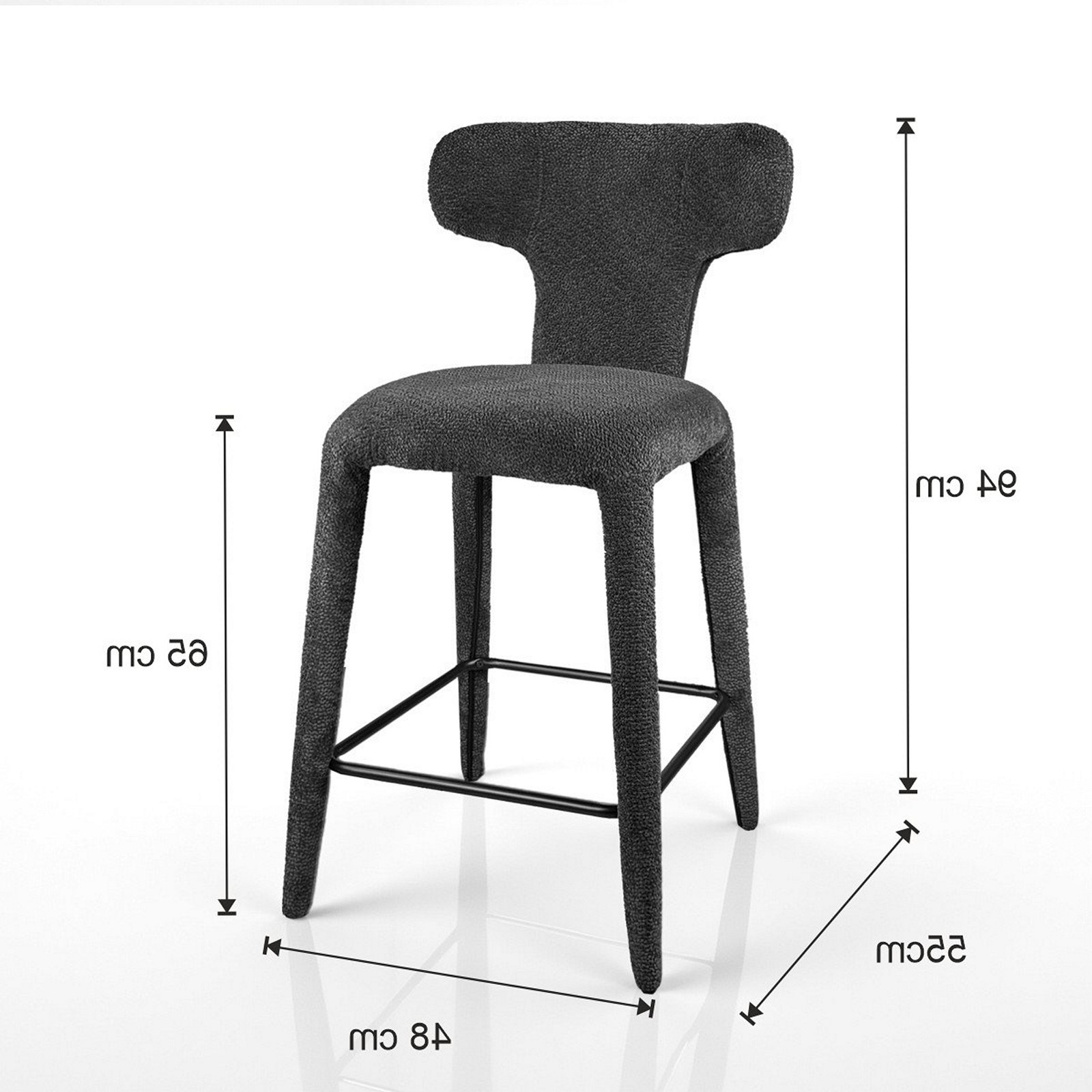 Sgabello ILARY ANTRACITE HOME completamente rivestito tessuto Antracite cm H94 L48 P55