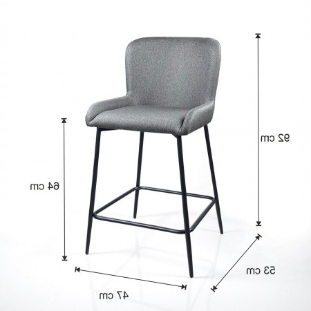 Sgabello TYNA GRIGIO HOME tessuto Grigio struttura metallo Nero opaco cm H92 L47 P53