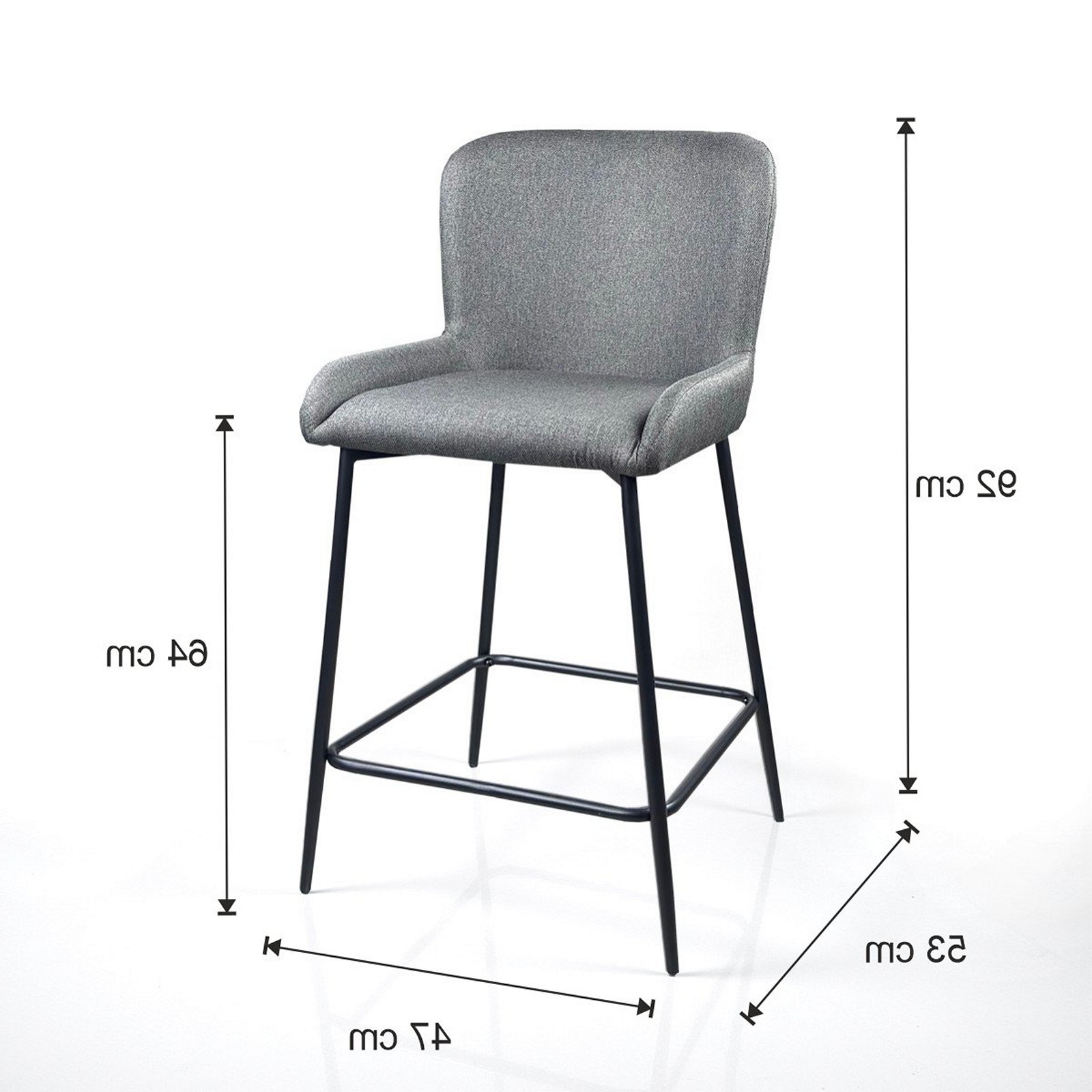 Sgabello TYNA GRIGIO HOME tessuto Grigio struttura metallo Nero opaco cm H92 L47 P53