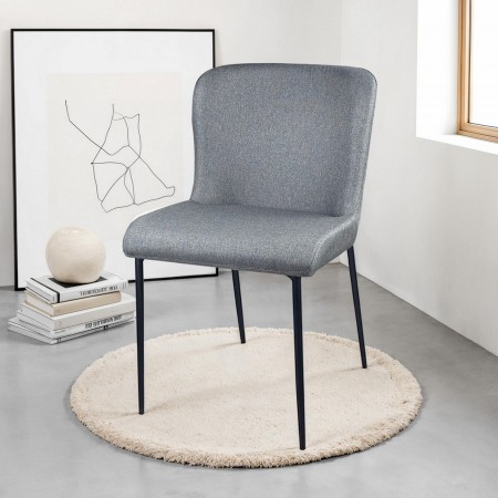Sedia TYNA GRIGIA tessuto Grigio struttura metallo Nero opaco cm H82 L49 P59