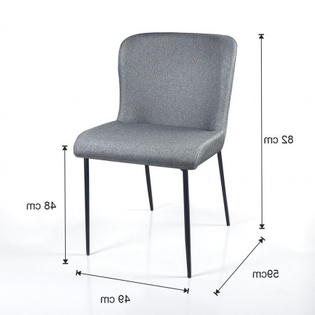 Sedia TYNA GRIGIA tessuto Grigio struttura metallo Nero opaco cm H82 L49 P59