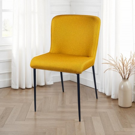 Sedia TYNA GIALLA tessuto Giallo struttura metallo Nero opaco cm H82 L49 P59