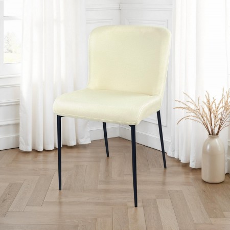 Sedia TYNA BEIGE tessuto Beige struttura metallo Nero opaco cm H82 L49 P59
