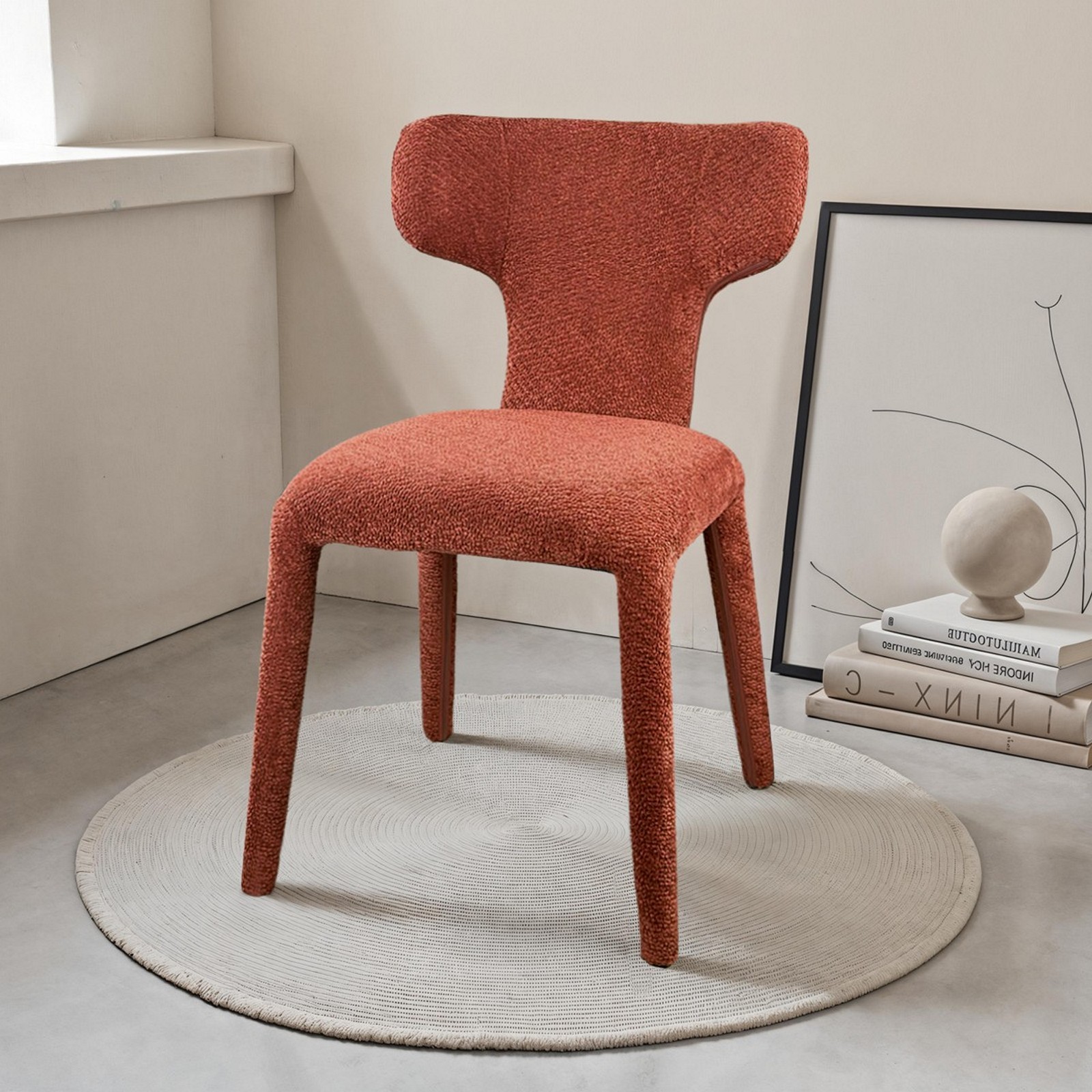 Sedia ILARY ROSSO MATTONE completamente rivestita in tessuto Rosso Mattone cm H81 L50 P60