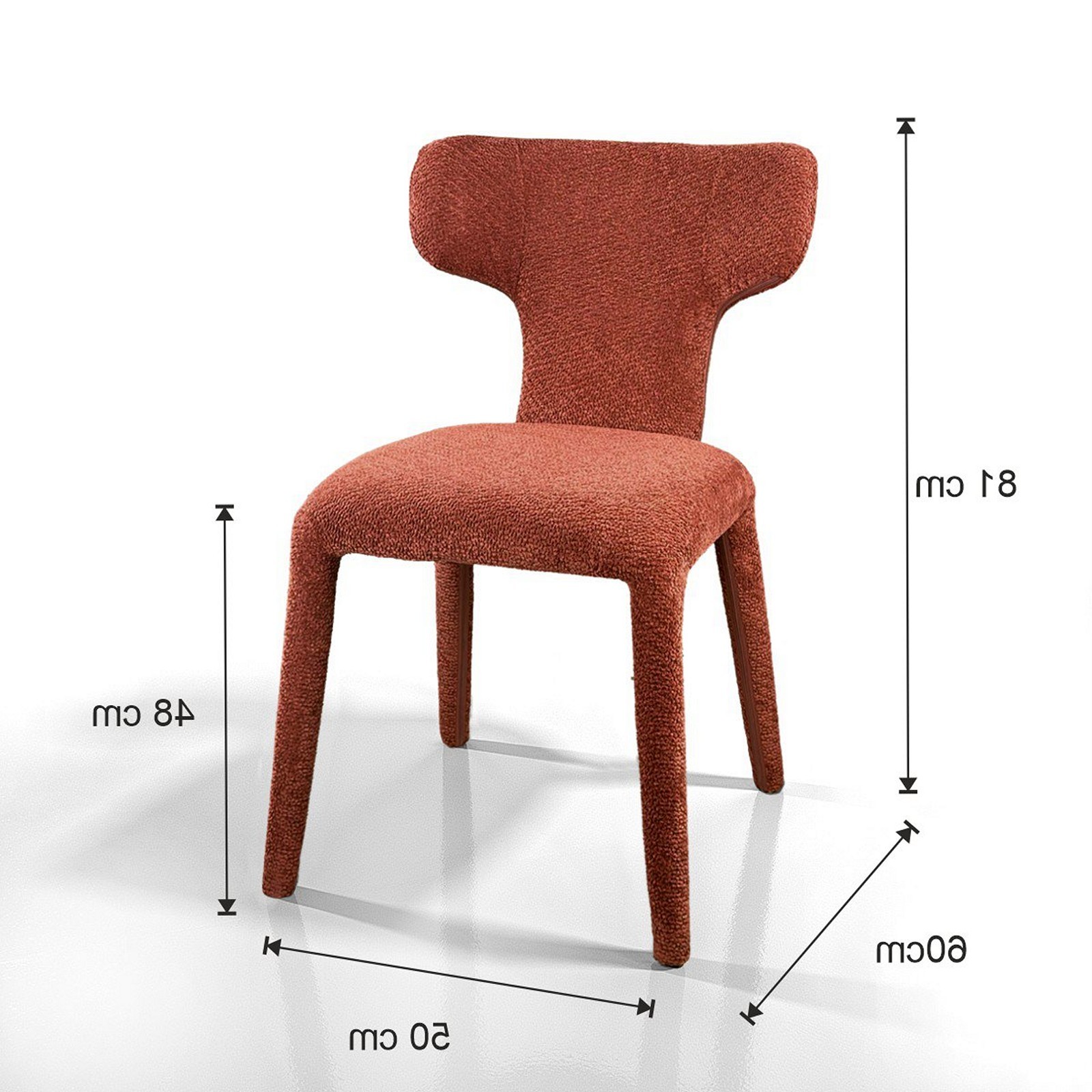 Sedia ILARY ROSSO MATTONE completamente rivestita in tessuto Rosso Mattone cm H81 L50 P60